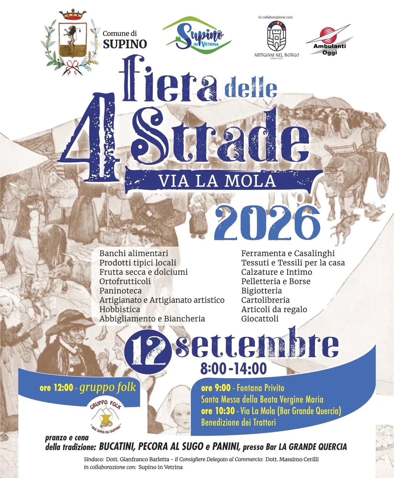 Locandina Fiera delle 4 Strade Via La Mola 2026 a Supino (Frosinone)