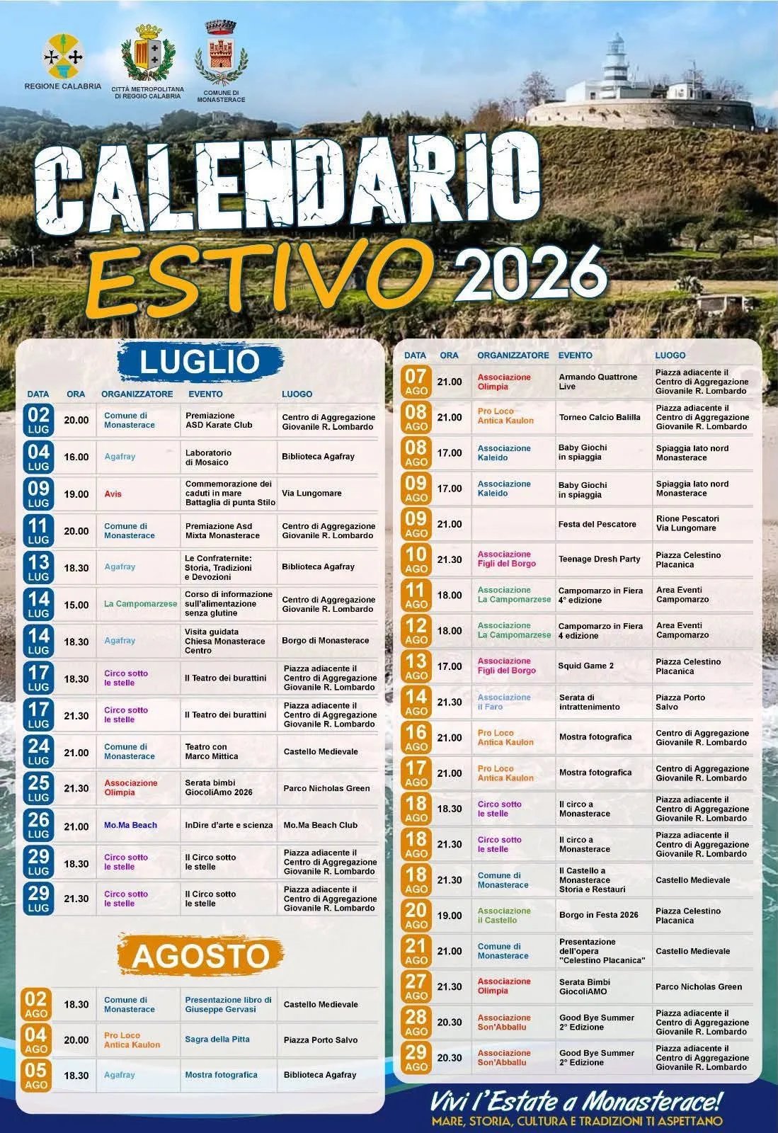 Locandina Sagra della Pitta 2026 a Monasterace (Reggio calabria)
