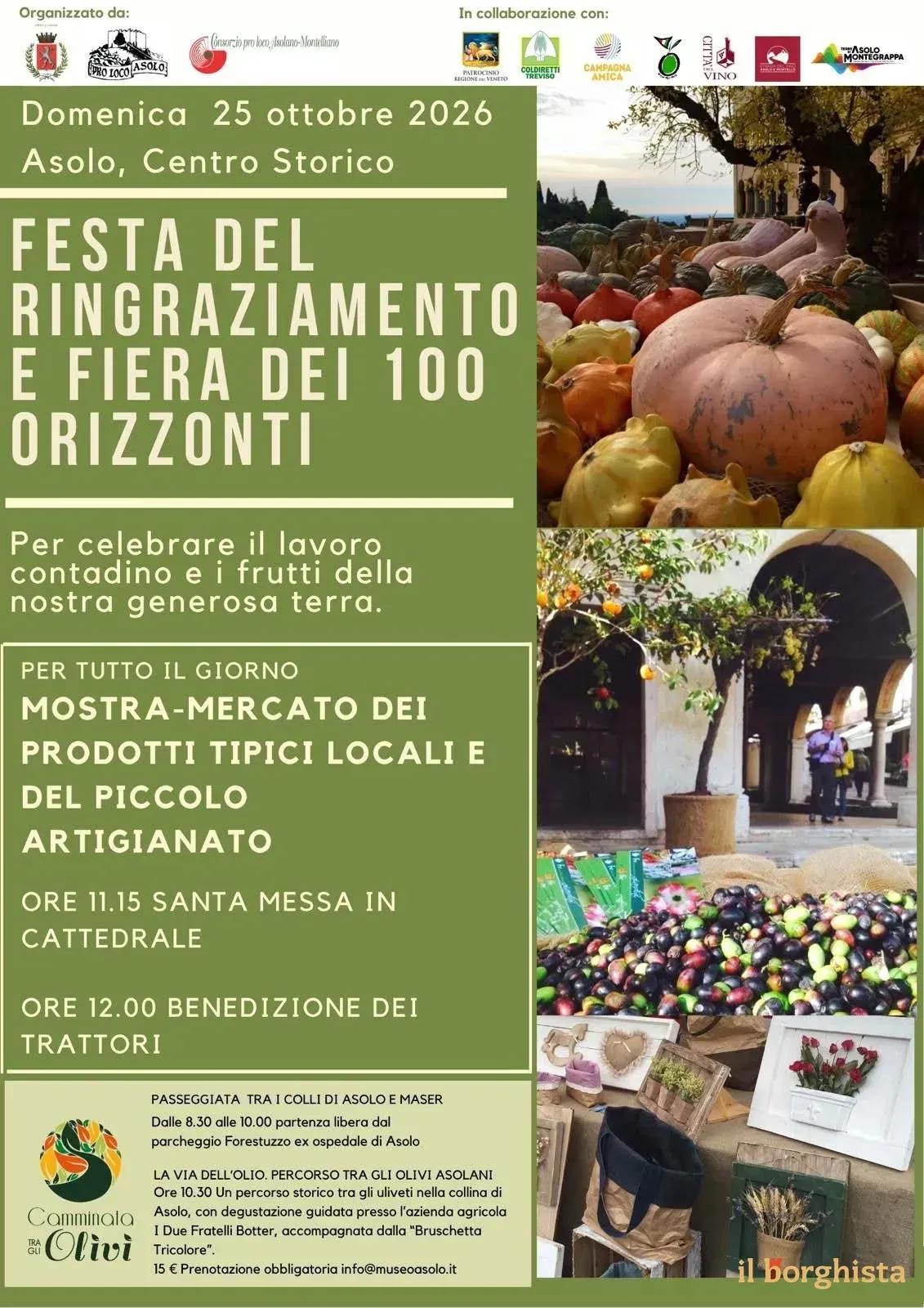 Locandina Festa del Ringraziamento e Fiera dei 100 Orizzonti 2026 a Asolo (Treviso)