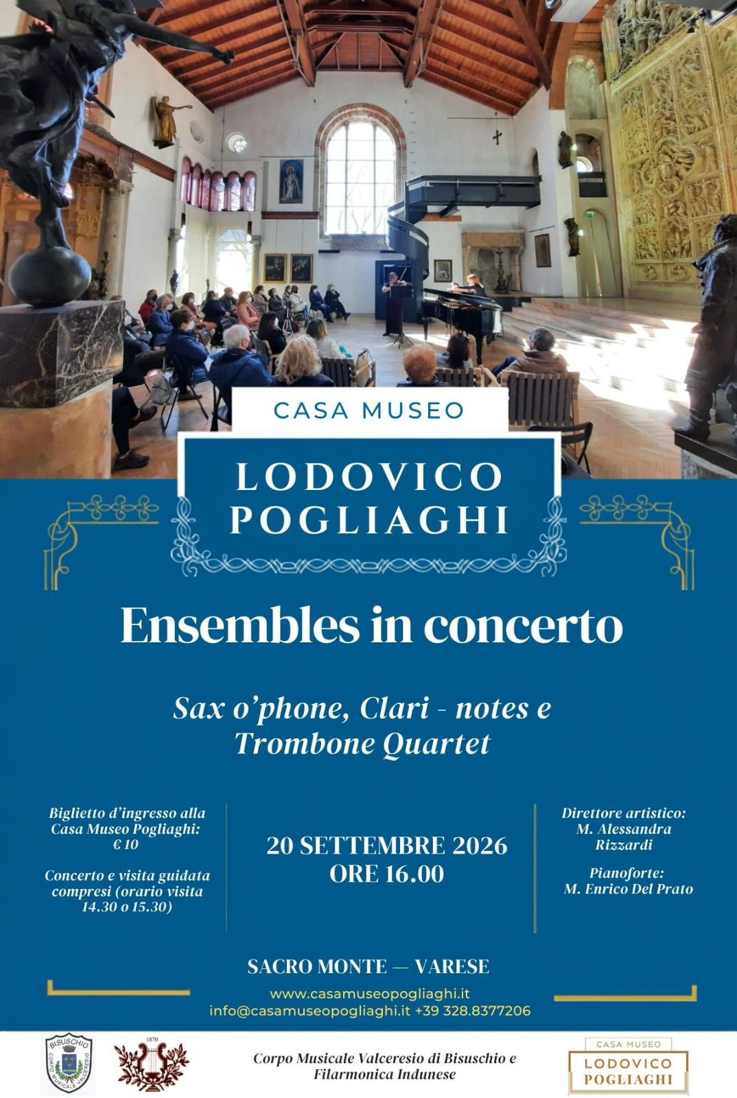 Locandina Sacro Monte di Varese, Ensembles in concerto alla Casa Museo Pogliaghi con visita guidata al museo domenica 20 settembre a Varese (Varese)