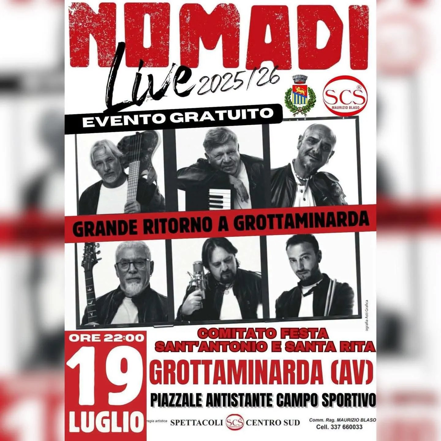 Locandina Nomadi Live 2025/26 a Grottaminarda a Grottaminarda (Avellino)