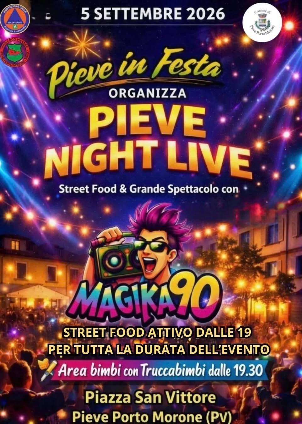 Locandina Pieve Night Live 2026 a Pieve Porto Morone (Pavia)