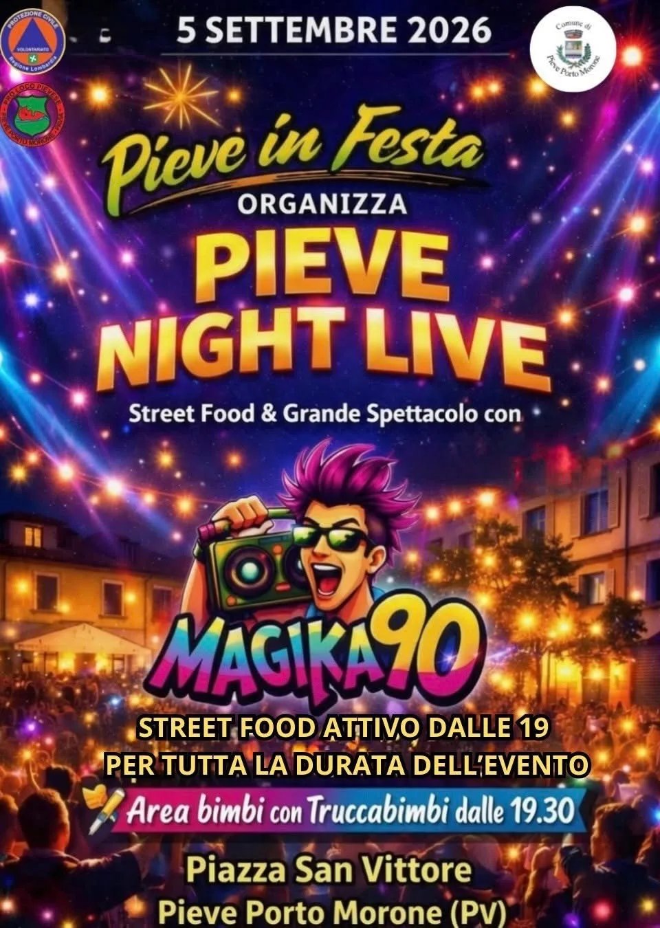 Locandina Pieve Night Live 2026 a Pieve Porto Morone (Pavia)