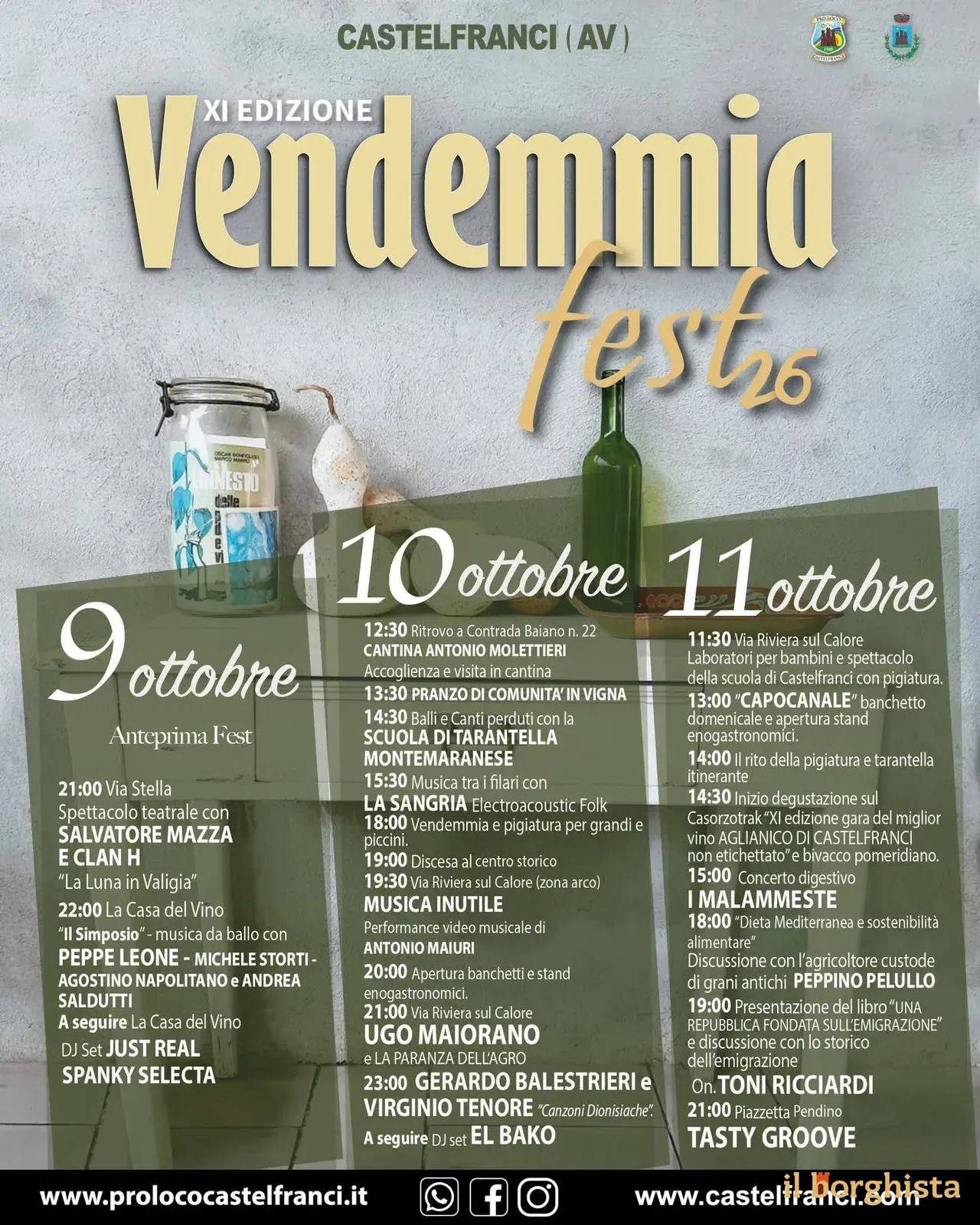 Locandina 11ª Vendemmia Fest 2026 a Castelfranci (Avellino)