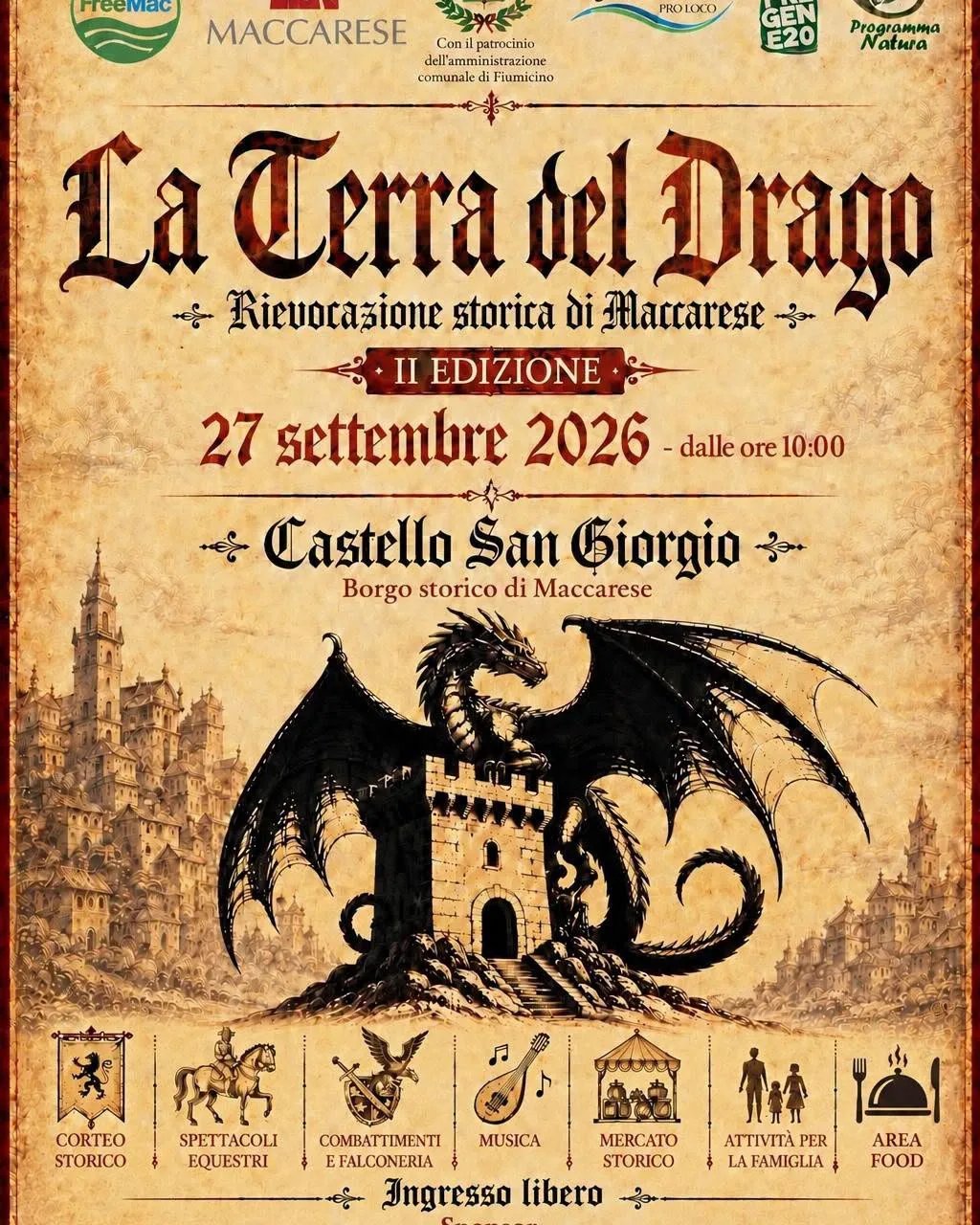 Locandina II Edizione La Terra del Drago 2026 a Fiumicino (Roma)