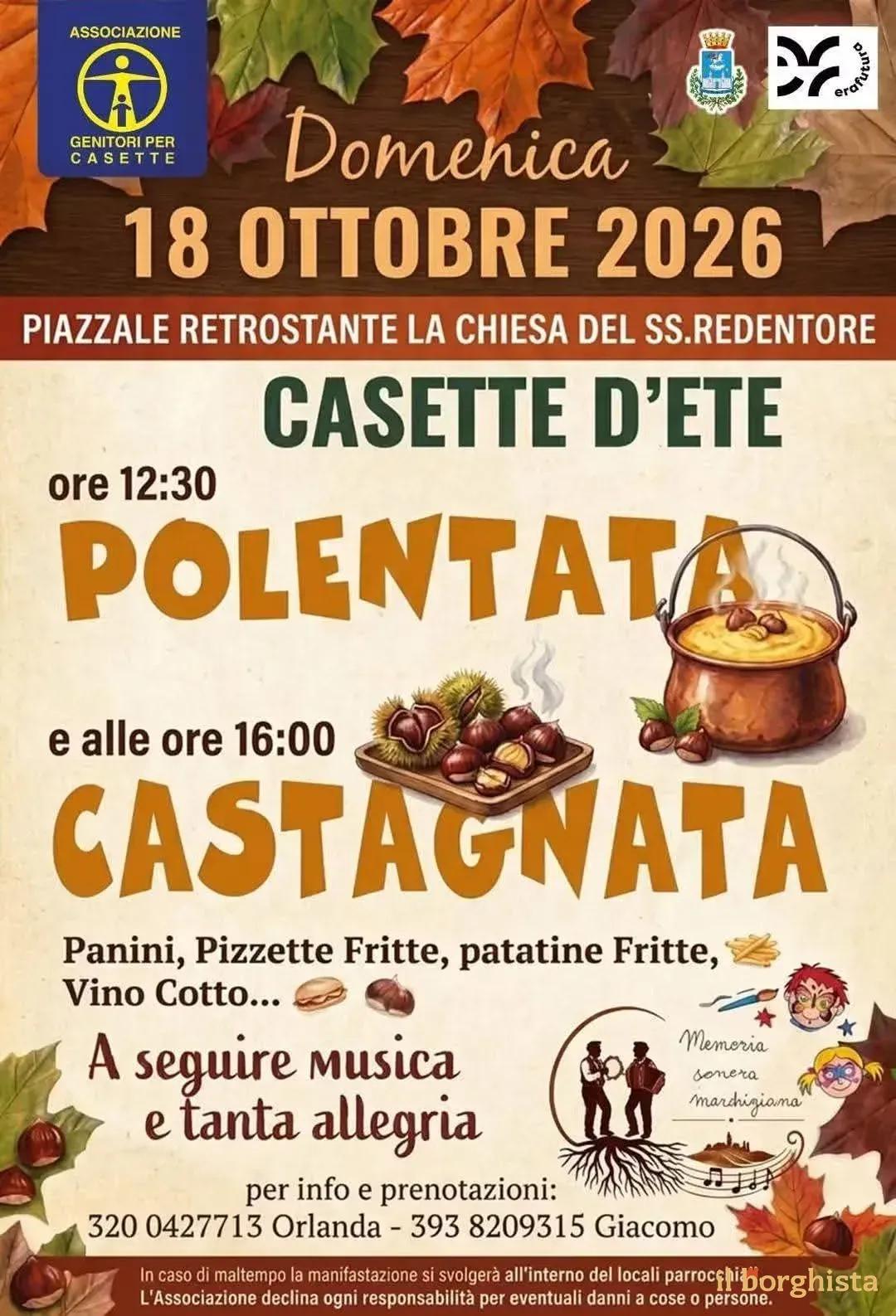 Locandina Casette d'Ete Polentata e Castagnata 2026 a Montegranaro (FM)