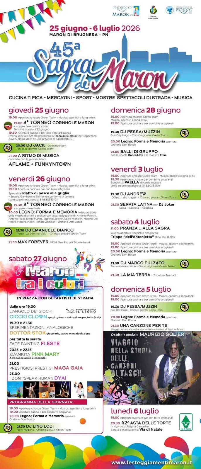 Locandina 45ª Sagra de Maron 2026 a Brugnera (Pordenone)