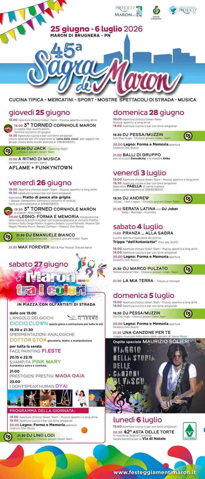 Locandina 45ª Sagra de Maron 2026 a Brugnera (Pordenone)
