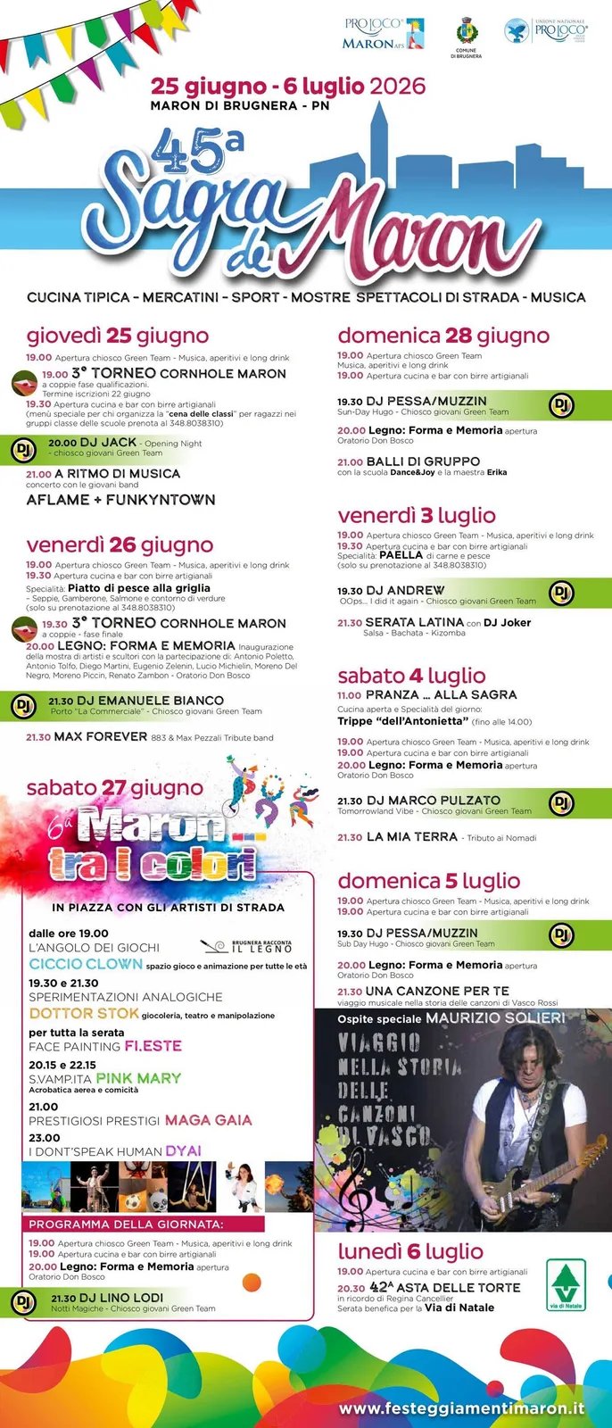 Locandina 45ª Sagra de Maron 2026 a Brugnera (Pordenone)