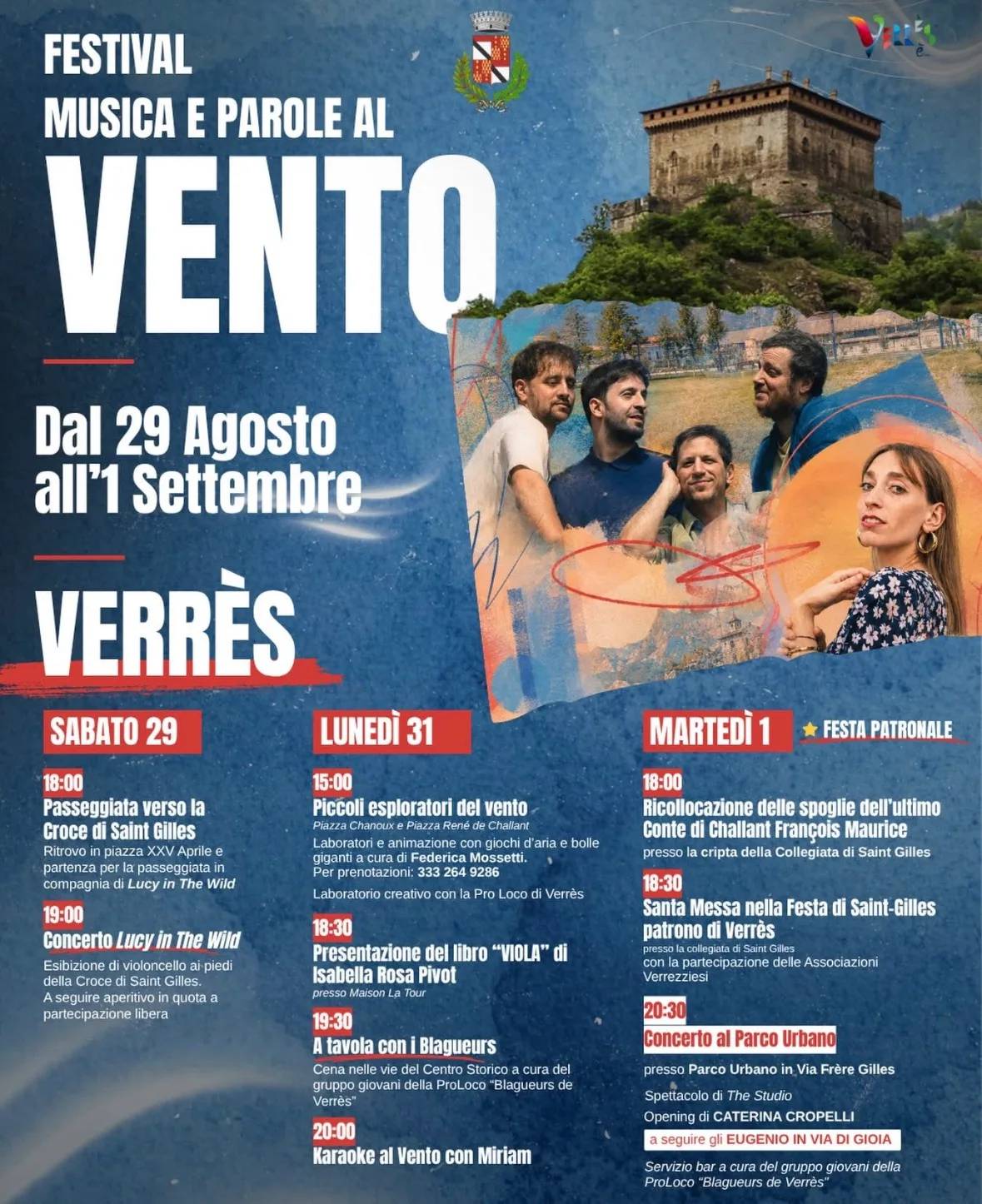 Locandina calendario eventi estate 2026 a Verrès (Aosta)