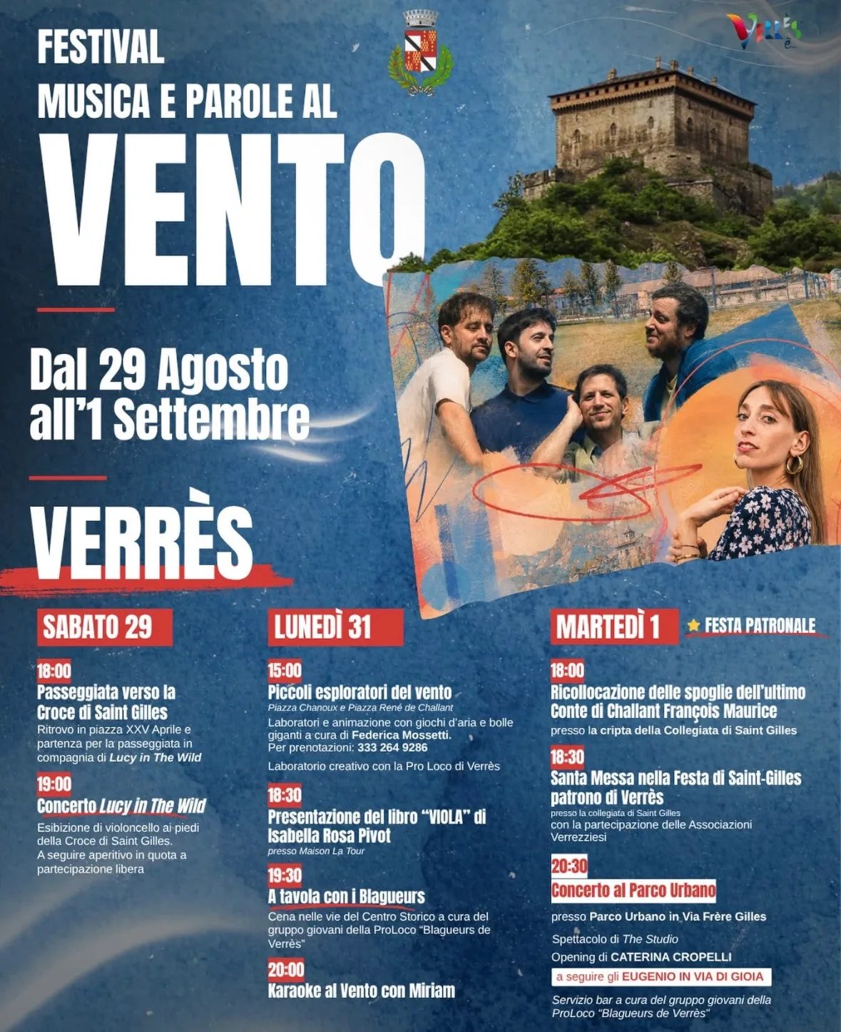Locandina calendario eventi estate 2026 a Verrès (Aosta)