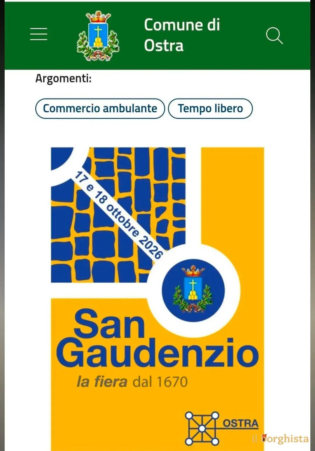 Locandina San Gaudenzio la fiera 2026 a Ostra (Ancona)