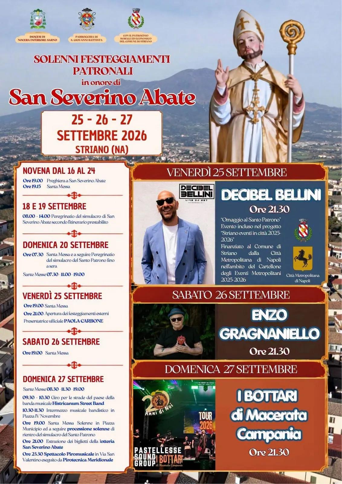 Locandina Solenni Festeggiamenti in onore di San Severino Abate 2026 (Napoli)