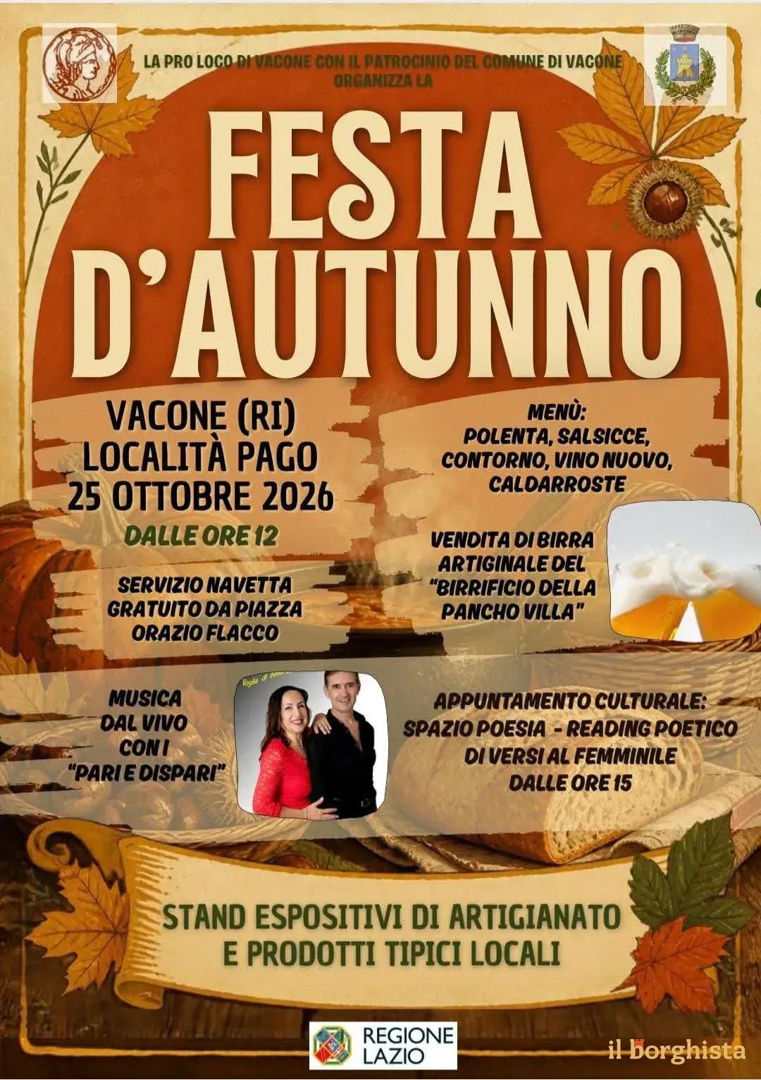 Locandina Festa d'Autunno 2026 a Vacone (Rieti)