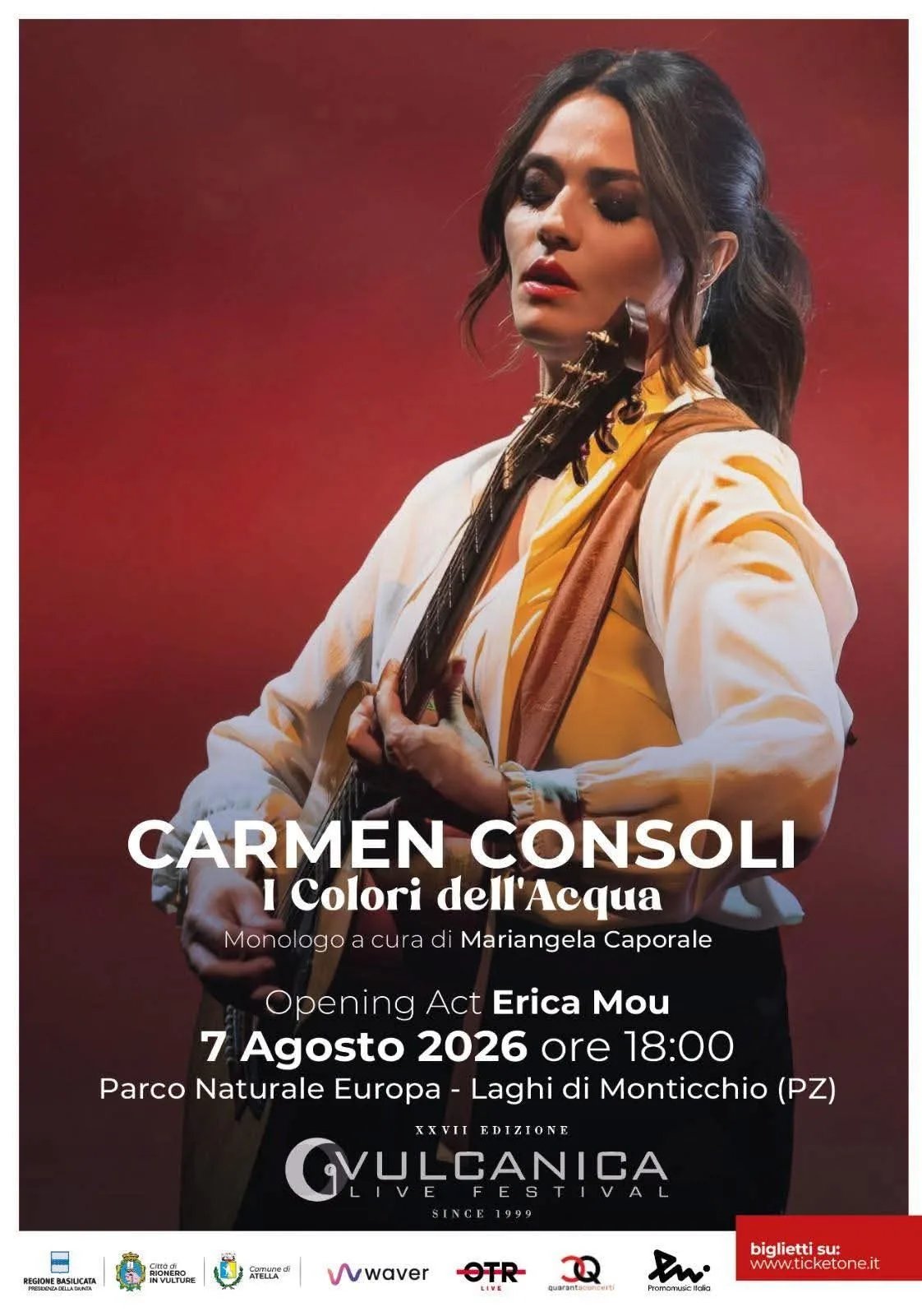 Locandina Carmen Consoli - I Colori dell'Acqua 2026 a Atella (Potenza)