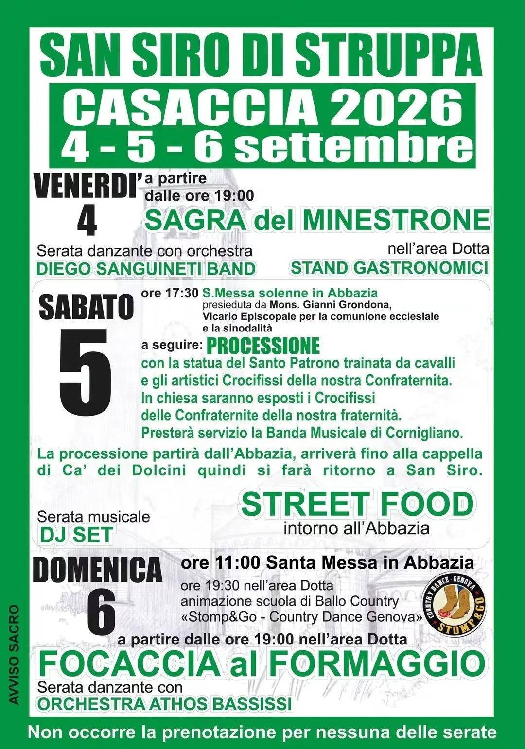 Locandina San Siro di Struppa Casaccia 2026 - Sagra del Minestrone a Genova (GE)