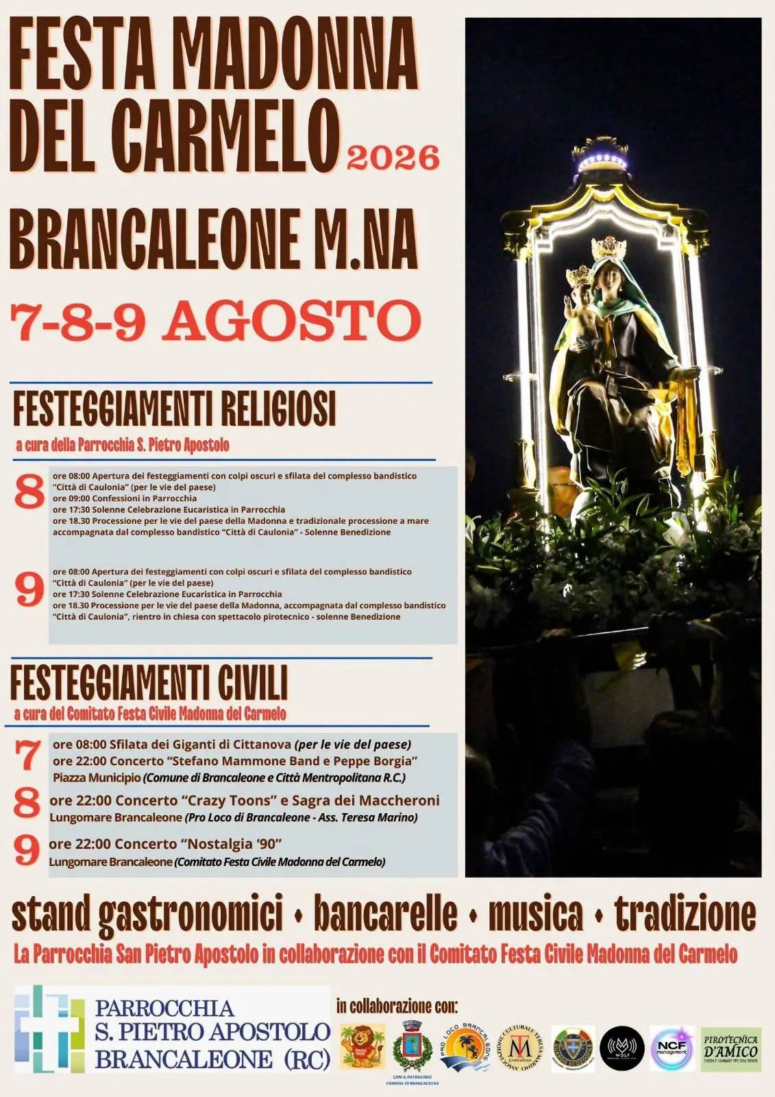 Locandina Festa Madonna del Carmelo 2026 Brancaleone a Brancaleone (Reggio calabria)