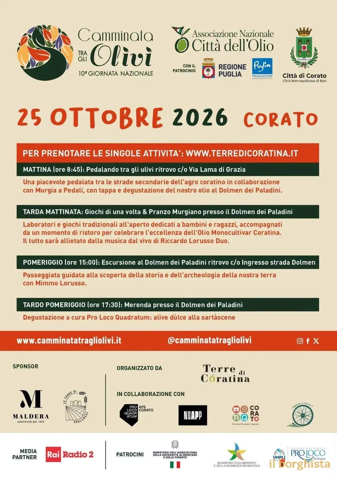 Locandina 10ª Camminata tra gli Olivi 2026 a Corato (Bari)