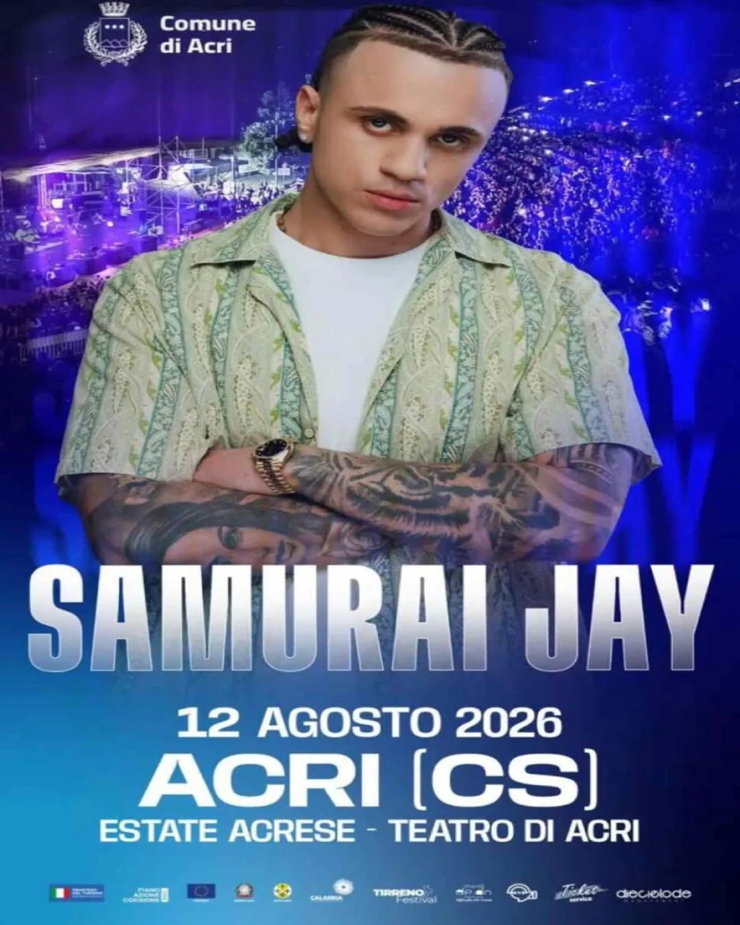 Locandina Concerto Samurai Jay 2026 ad Acri a Acri (Cosenza)