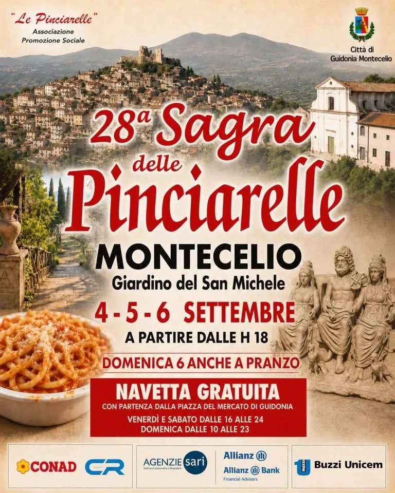 Locandina 28ª Sagra delle Pinciarelle 2026 a Guidonia Montecelio (Roma)