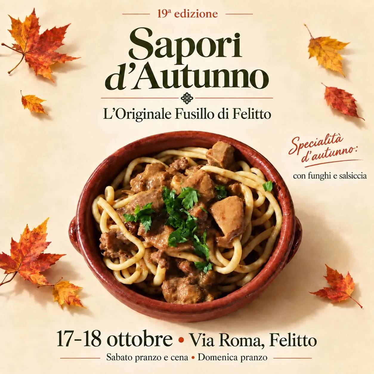Locandina 19ª Sapori d'Autunno 2026 a Felitto (Salerno)