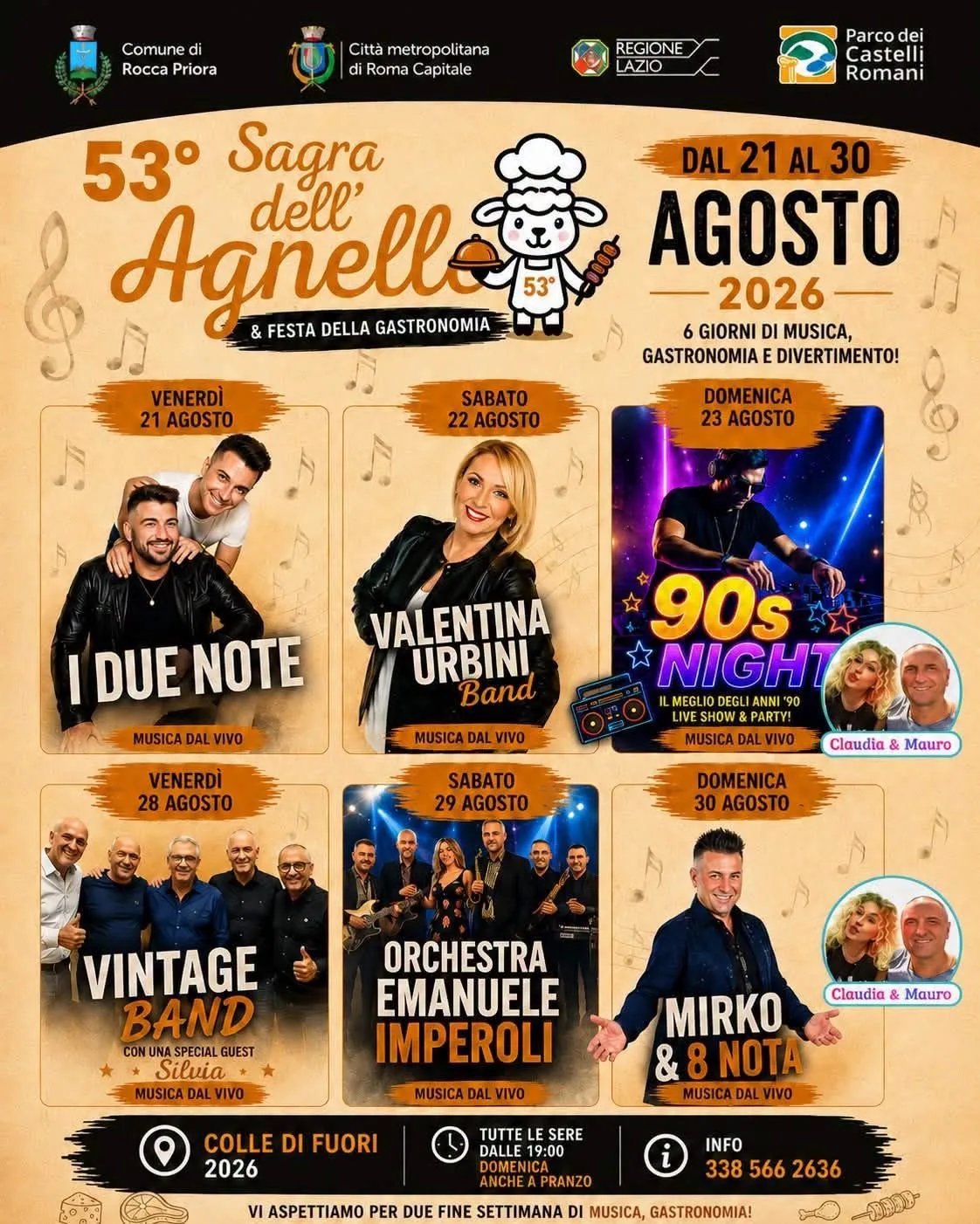 Locandina Valentina Urbini Band — 53ª Sagra dell'Agnello 2026 a Rocca Priora (Roma)