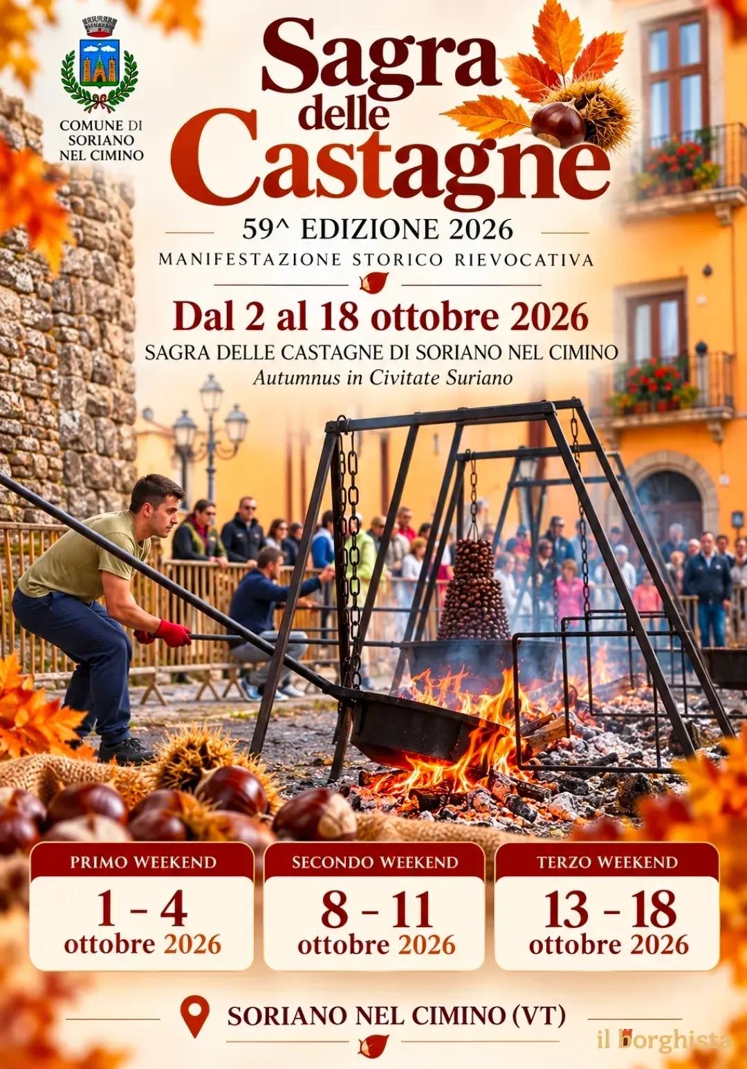 Locandina Sagra delle Castagne 2026 — 59ª Edizione a Soriano nel Cimino (Viterbo)