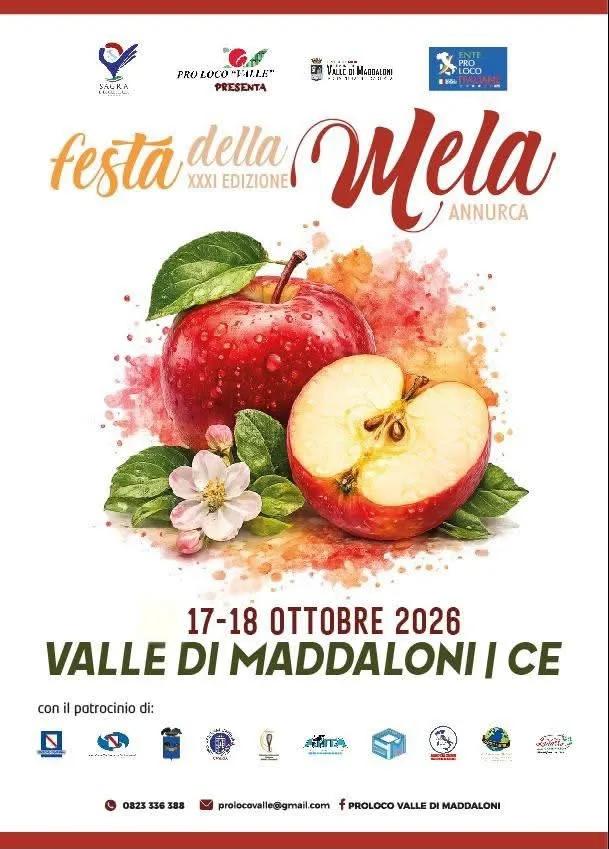 Locandina XXXI Edizione Festa della Mela 2026 a Valle di Maddaloni (Caserta)
