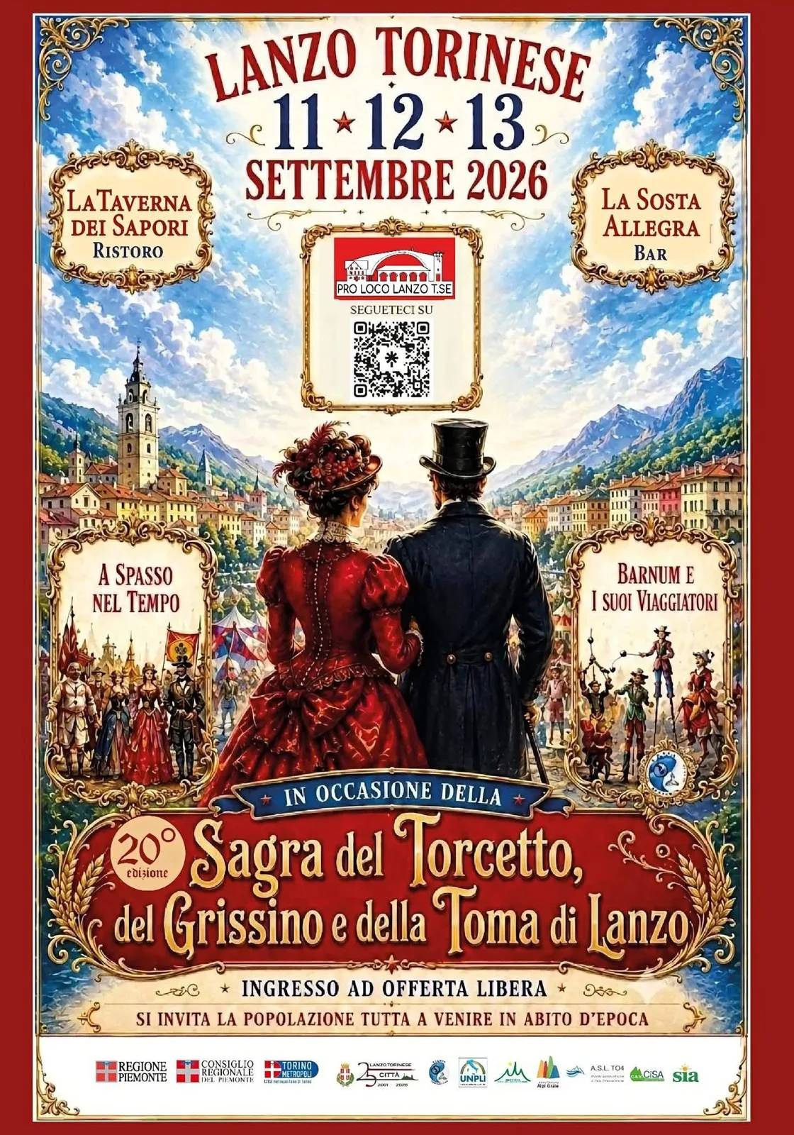 Locandina 20ª Sagra del Torcetto, del Grissino e della Toma di Lanzo 2026 a Lanzo Torinese (Torino)