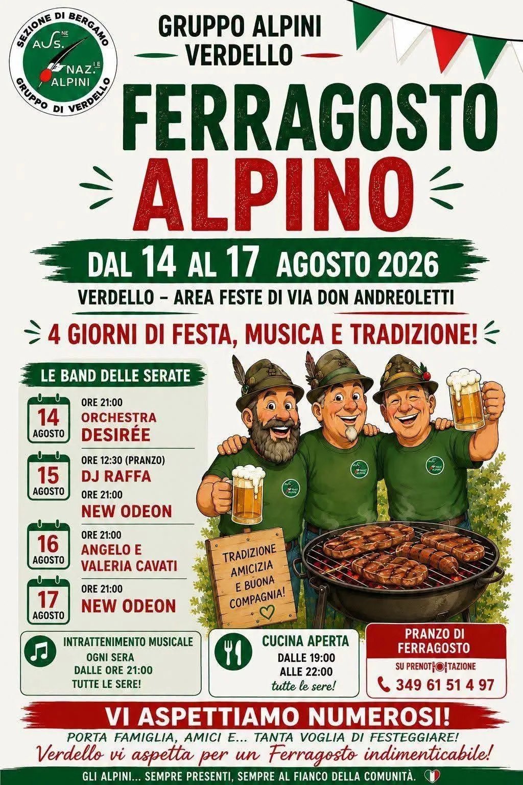 Locandina New Odeon — Ferragosto Alpino 2026 a Verdello (Bergamo)