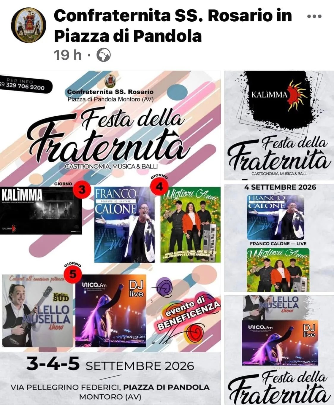 Locandina Festa della Fraternità 2026 a Montoro (Avellino)