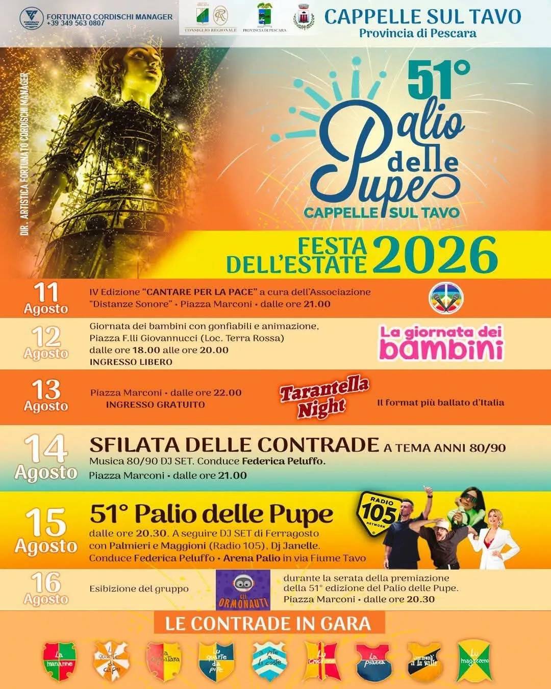 Locandina Sfilata delle Contrade 2026 a Cappelle sul Tavo (Pescara)