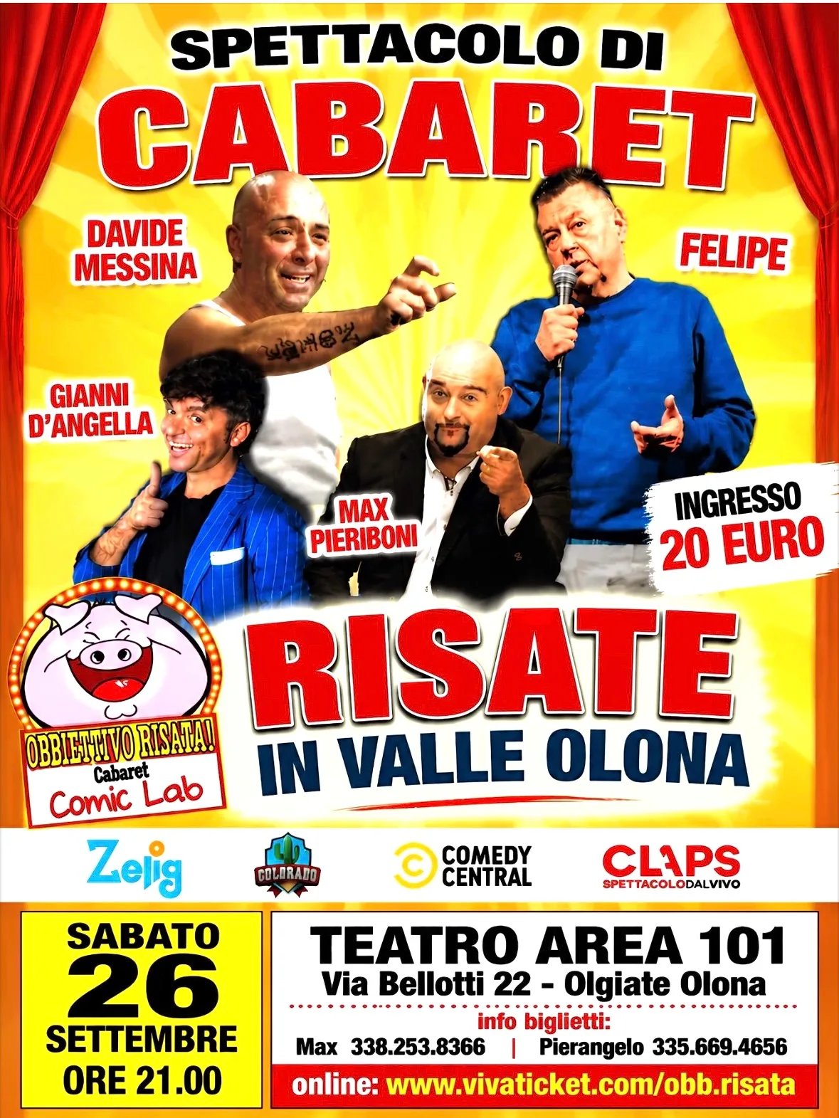 Locandina Spettacolo di Cabaret Risate in Valle Olona 2026 a Olgiate Olona (Varese)