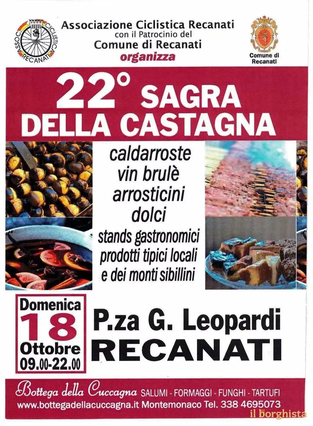 Locandina 22° Sagra della Castagna 2026 a Recanati (Macerata)