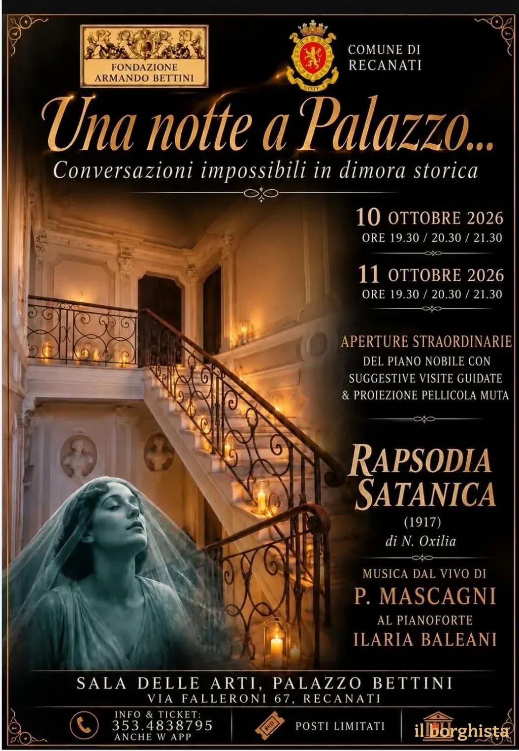Locandina Una notte a Palazzo 2026 a Recanati (Macerata)