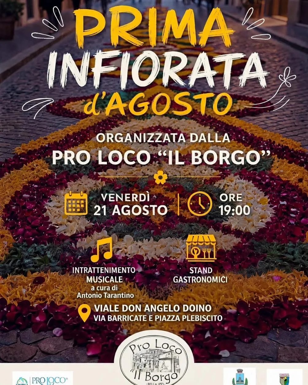 Locandina Prima Infiorata d'Agosto 2026 a Bella (Potenza)