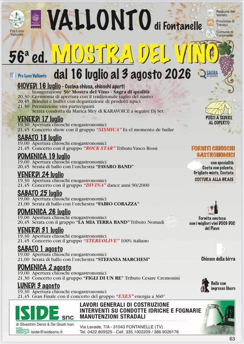 Locandina 56ª Mostra del Vino 2026 — Vallonto a Fontanelle (Treviso)