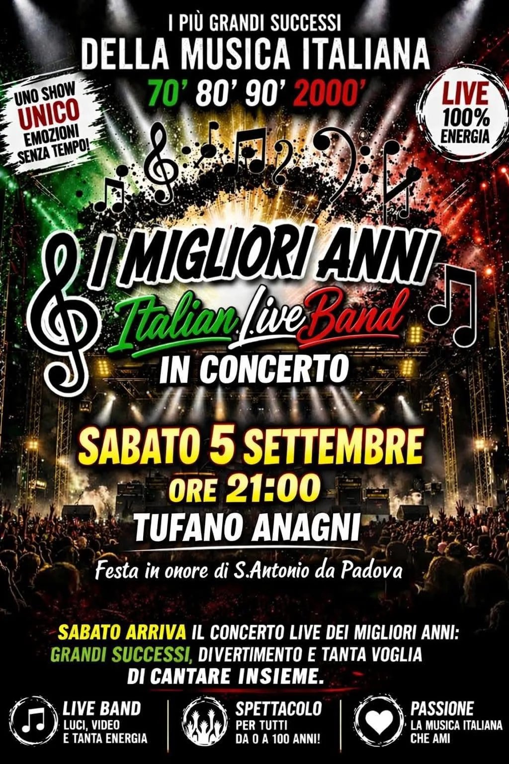 Locandina I Migliori Anni in Concerto 2026 a Anagni (Frosinone)