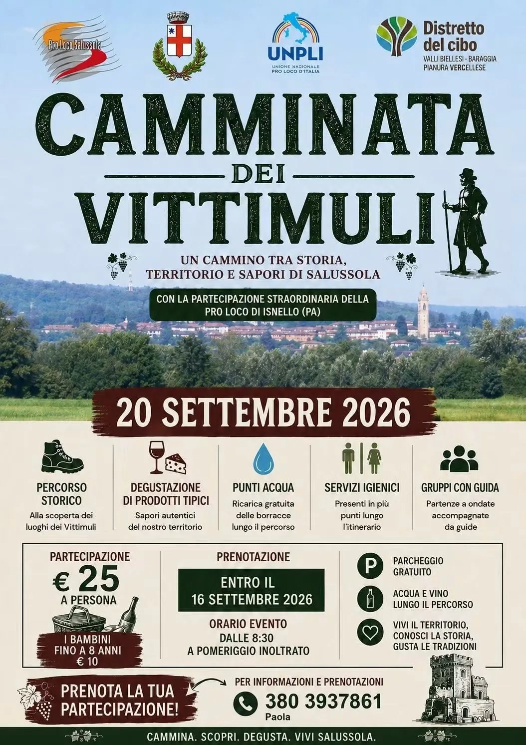 Locandina Camminata dei Vittimuli 2026 a Salussola (Biella)