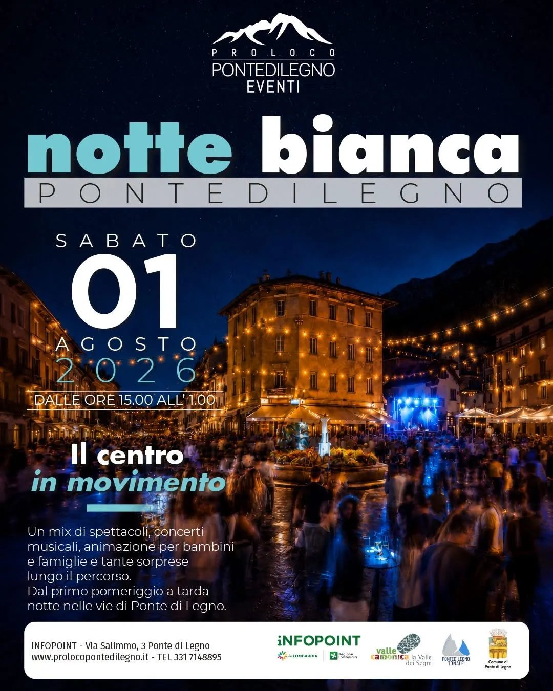 Locandina Notte Bianca Ponte di Legno 2026 a Ponte di Legno (Brescia)