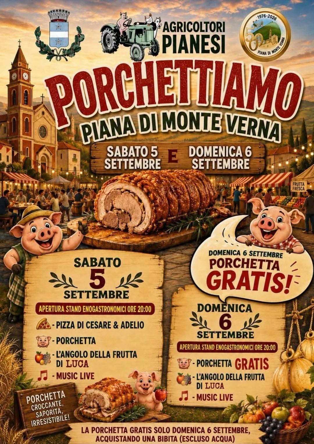 Locandina Porchettiamo 2026 — Piana di Monte Verna a Piana di Monte Verna (Caserta)