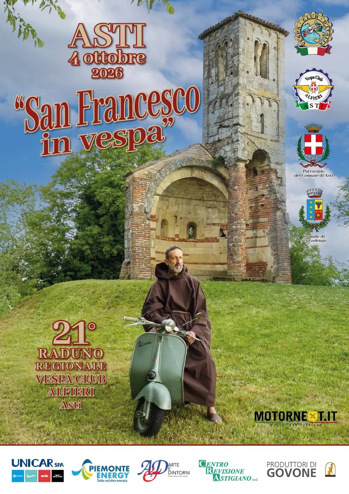 Locandina 21° Raduno Regionale Vespa Club Alfieri Asti 2026 a Asti (Asti)