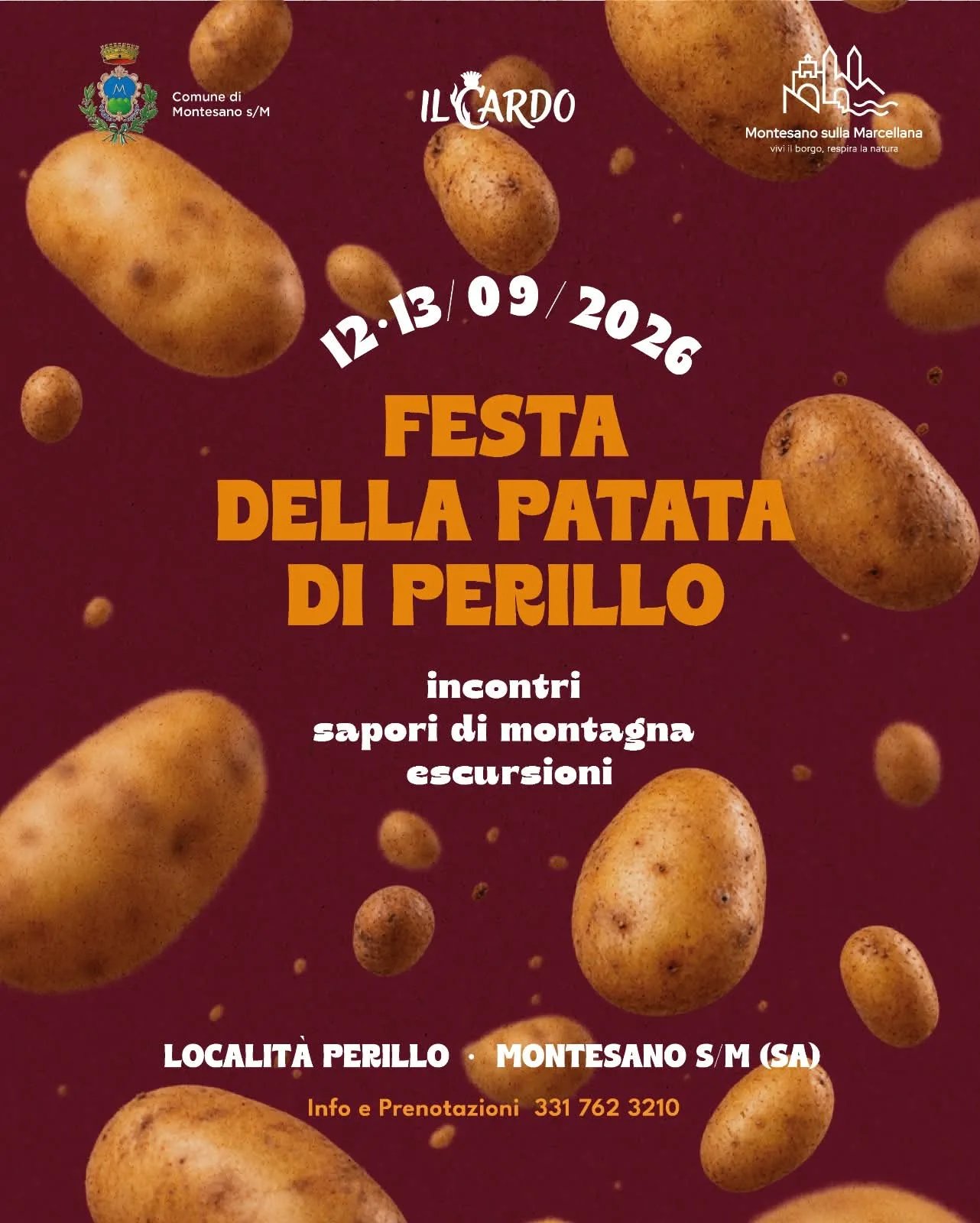 Locandina Festa della Patata di Perillo 2026 a Montesano sulla Marcellana (Salerno)