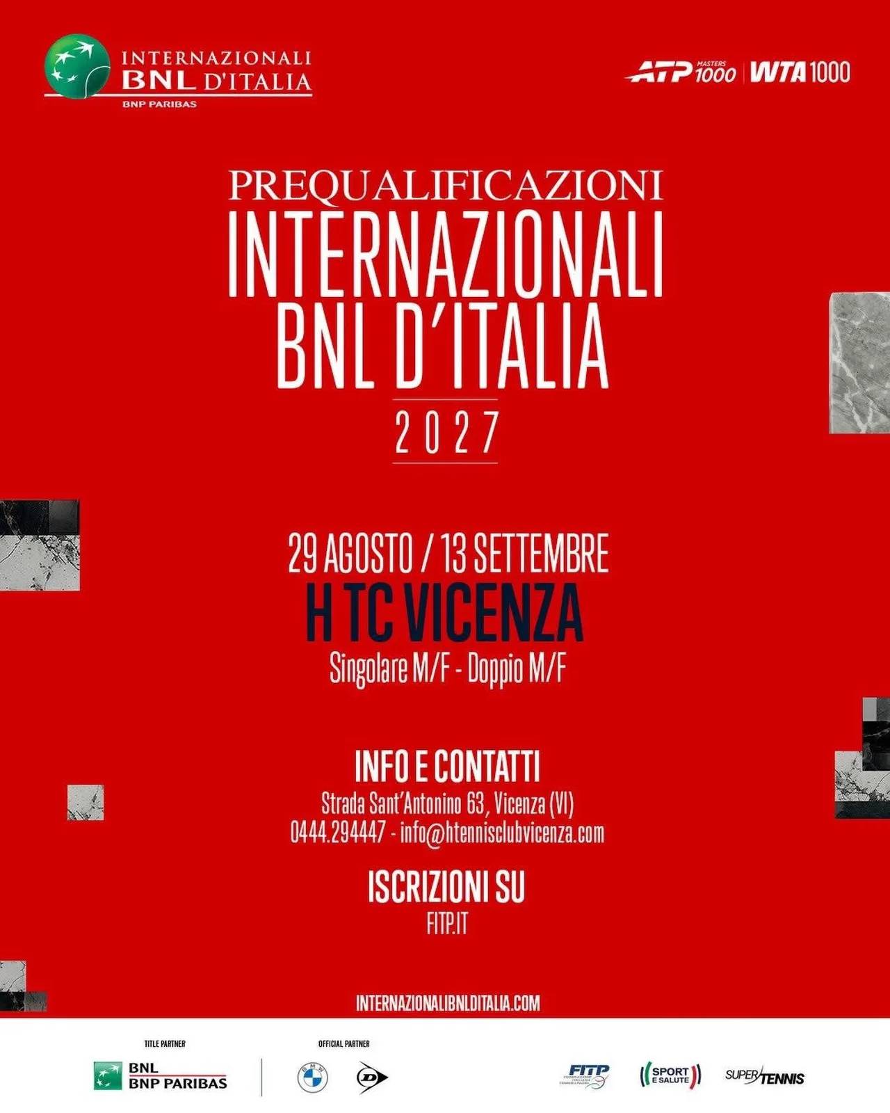 Locandina Prequalificazioni Internazionali BNL d'Italia 2027 a Vicenza (Vicenza)