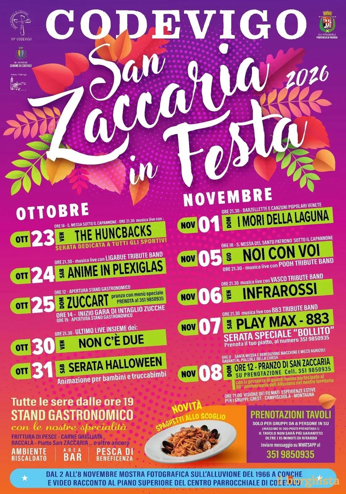Locandina calendario eventi autunno 2026 a Codevigo (Padova)
