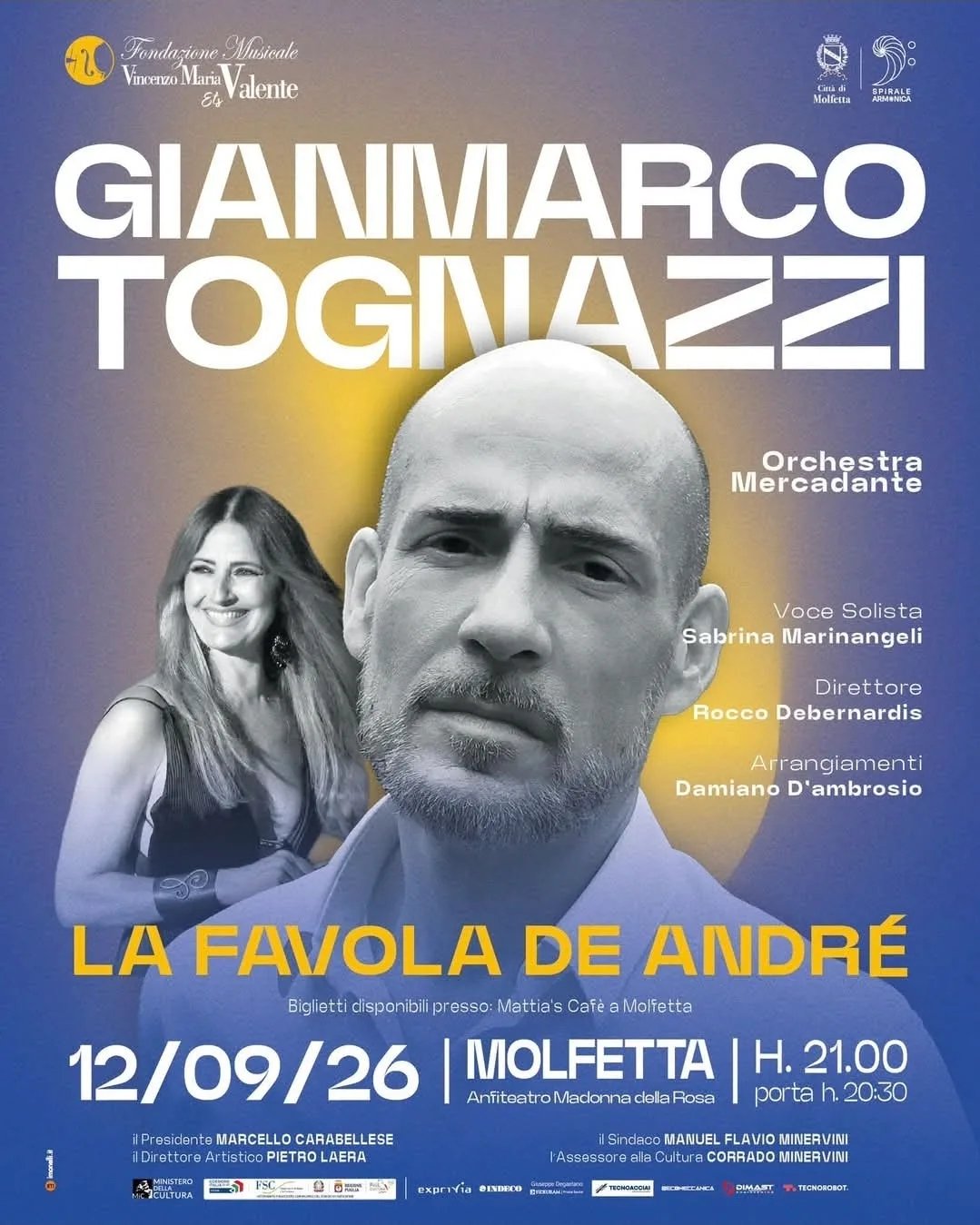 Locandina Gianmarco Tognazzi - La Favola De André 2026 a Molfetta (Bari)