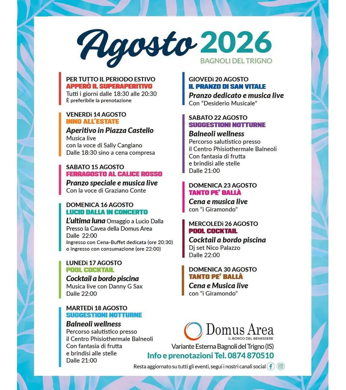 Locandina Suggestioni Notturne — Balneoli wellness 2026 a Bagnoli del Trigno (Isernia)