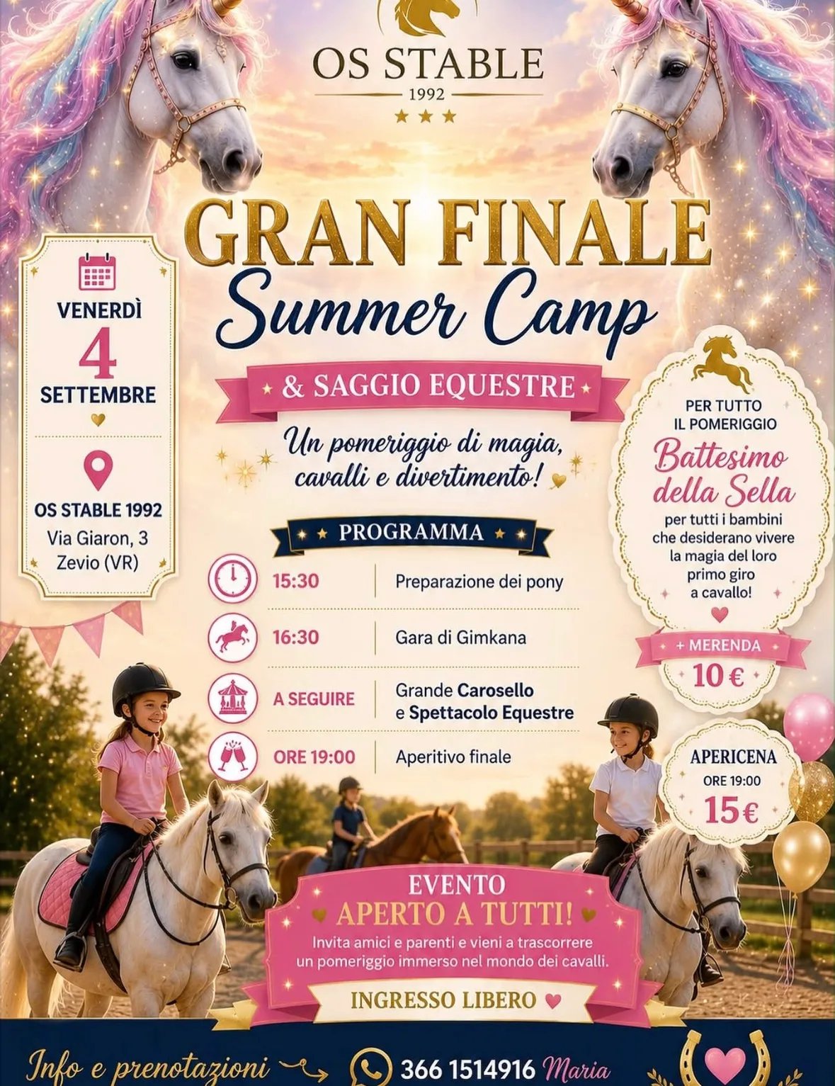 Locandina Gran Finale Summer Camp & Saggio Equestre 2026 a Zevio (Verona)