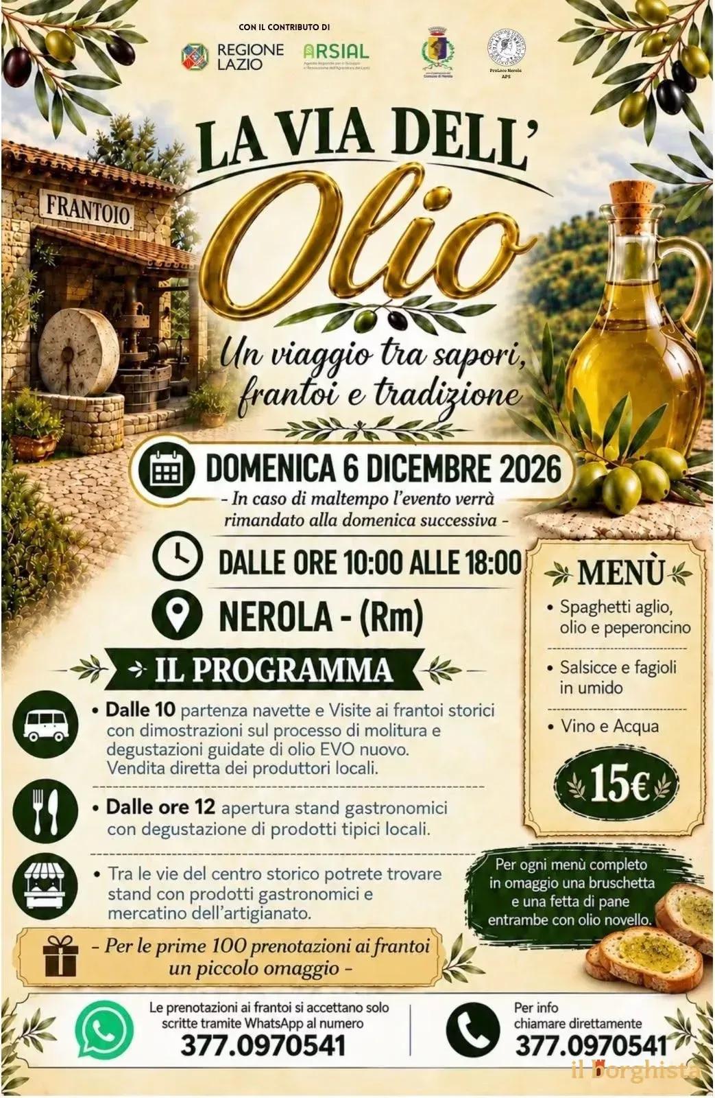 Locandina La Via dell'Olio 2026 a Nerola (Roma)
