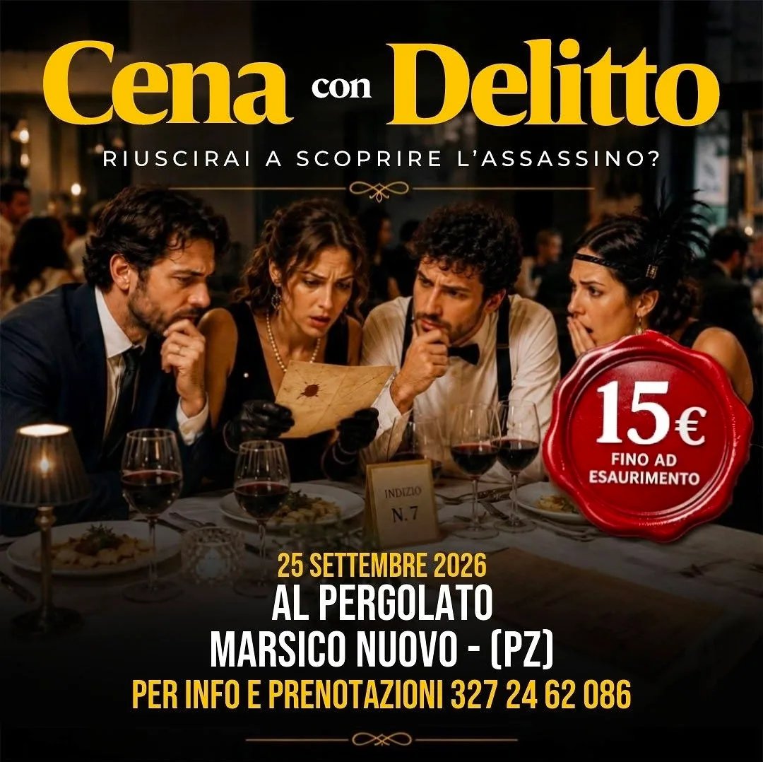 Locandina Cena con Delitto 2026 a Marsico Nuovo (Potenza)